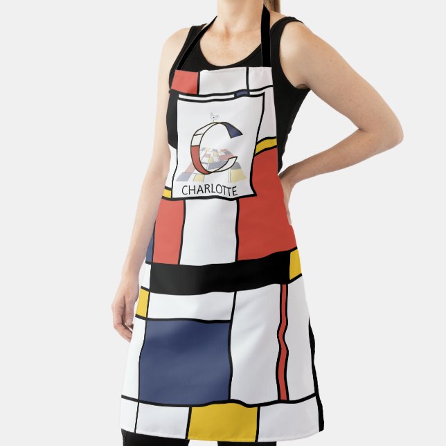 Elegant Neoplasticism Style Monogram. Letter C Apron (Insitu)