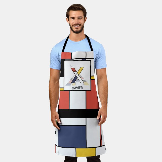 Elegant Neoplasticism Style Monogram. Letter X Apron (Worn)