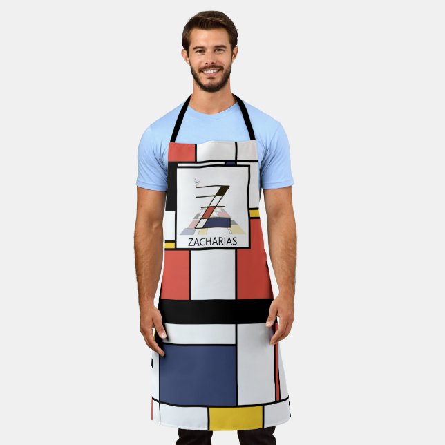 Elegant Neoplasticism Style Monogram. Letter Z Apron (Worn)