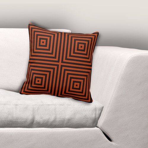 Elegant Nested Box Black  Orange Throw Pillow