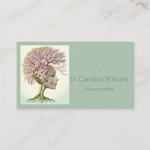 Elegant neurological professional floral brain  business card