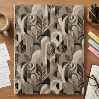 Elegant Neutral Abstract Geometric Notebook 