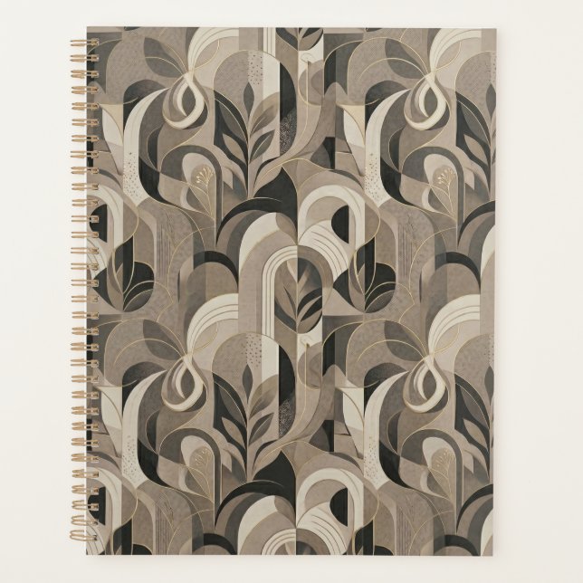 Elegant Neutral Abstract Geometric Notebook  (Front)