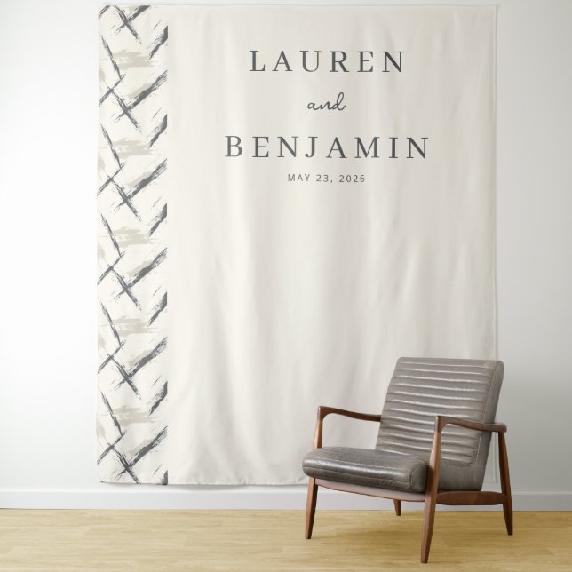 Elegant Neutral Abstract Lines Tapestry (In Situ)