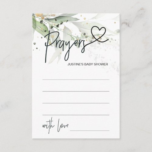 Elegant Neutral Baby Shower Game Prayer Card Heart