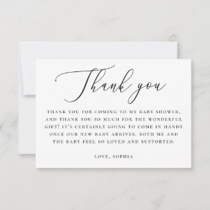 Elegant Neutral Baby Shower Minimalist Script Thank You Card