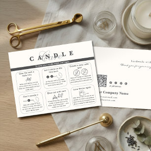 Elegant Neutral Beige Candle Care Instruction Thank You Card