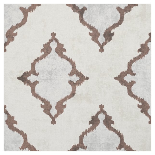elegant neutral beige damask ikat tribal patterns fabric (Swatch)