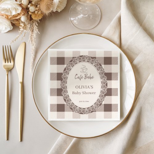Elegant Neutral Beige Lace Baby Shower Napkins