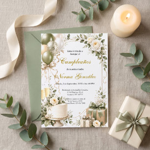Elegant Neutral birthday senior citizen Invitation
