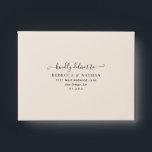 Elegant Neutral Blush Printed Return Address RSVP Envelope<br><div class="desc">Designed to coordinate with our Romantic Script wedding collection, this customizable RSVP envelope with pre-printed return address, features a neutral blush envelope with black text and botanical line art pattern set on a neutral blush background on the inside. To make advanced changes, please select "Click to customize further" option under...</div>