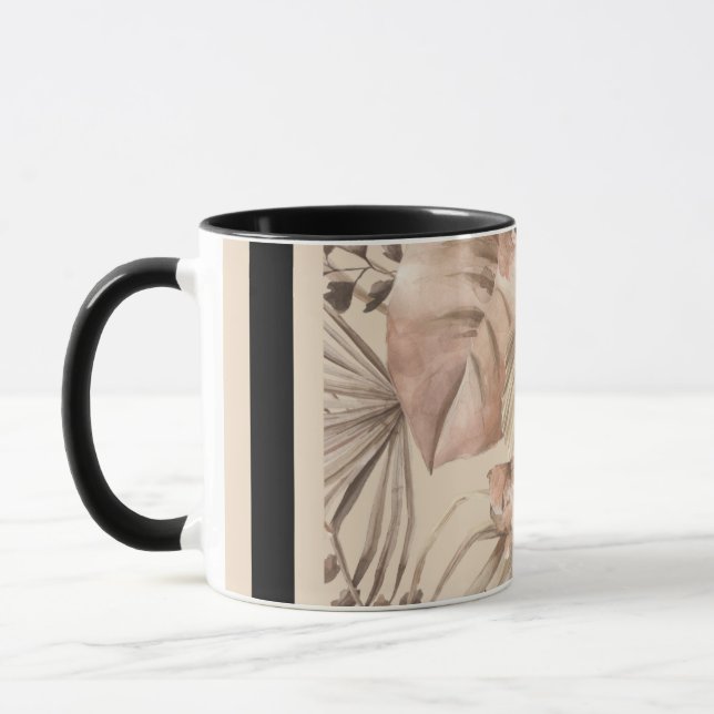 Elegant Neutral Botanical Art Print Mug (Left)