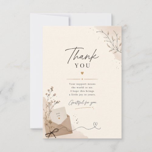 Elegant Neutral Botanical Thank You Card