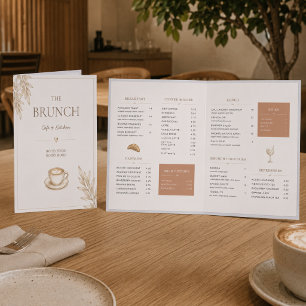 Elegant Neutral Brunch Cafe Coffee Shop Folded Menu