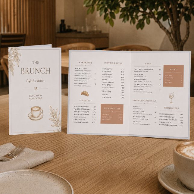 Elegant Neutral Brunch Cafe Coffee Shop Folded Menu (Elegant Neutral Brunch Cafe Coffee Shop Folded Menu)