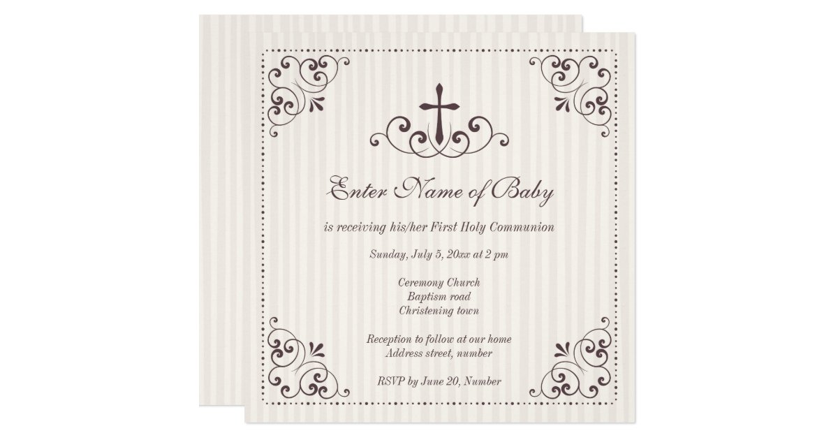 Elegant neutral christening/baptism invitation | Zazzle