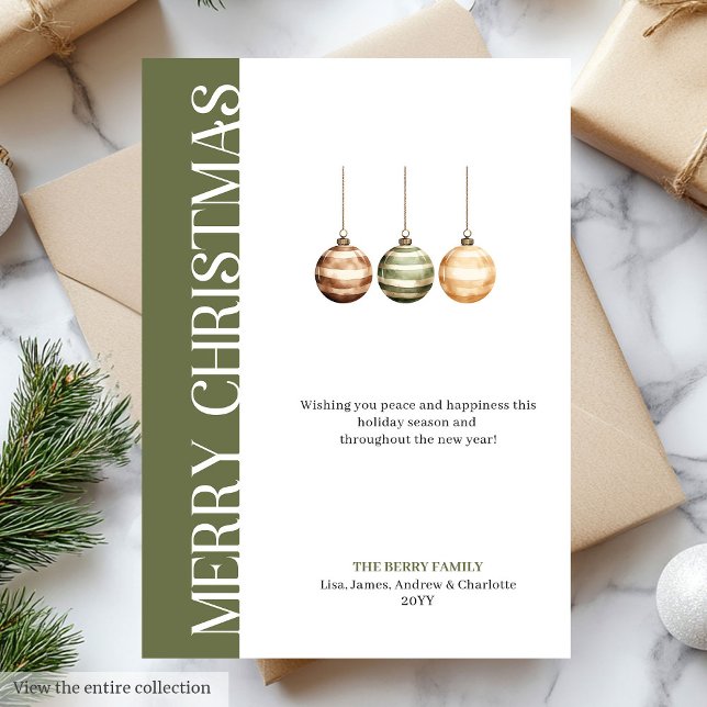 Elegant neutral Christmas baubles greeting card (Elegant neutral Christmas baubles greeting card)
