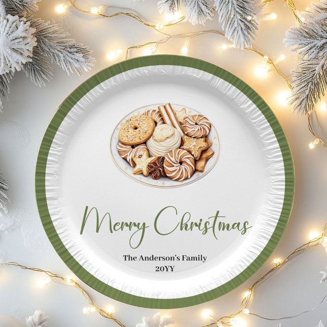 Elegant Neutral Christmas Personalized Family Plat Paper Plates (Elegant Neutral Christmas Personalized Family Plates)