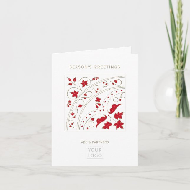 Elegant Neutral Corporate Seasons Greetings  Holiday Card (Front)