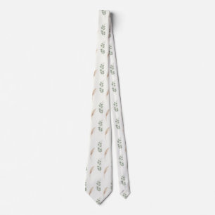Elegant Neutral Dried Floral  Neck Tie