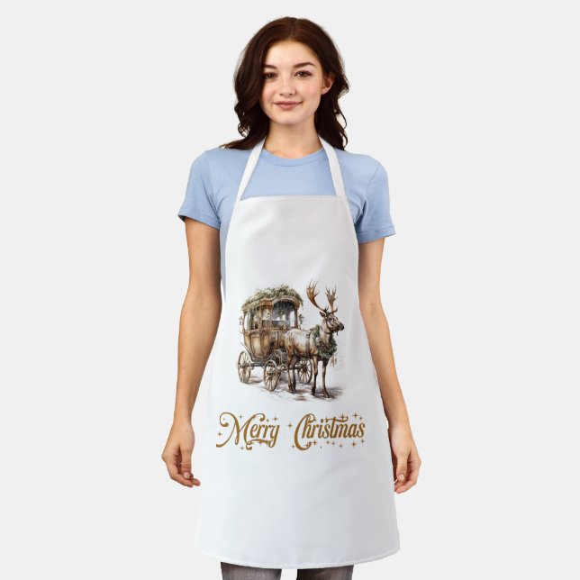 Elegant neutral earthy tones green and gold  apron (Worn)