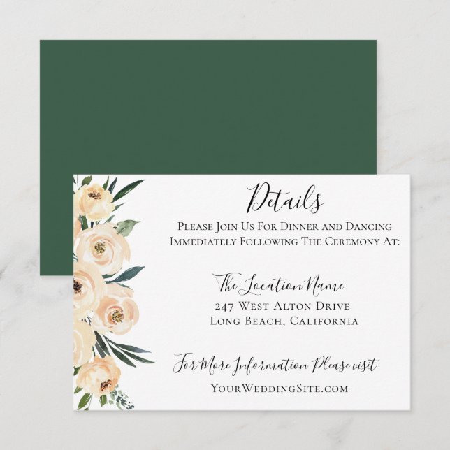 Elegant Neutral Floral Arrangement Wedding Details Invitation (Front/Back)