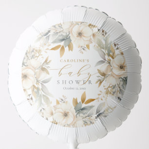 Elegant Neutral Floral Baby Bloom Baby Shower Balloon