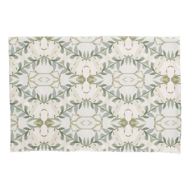 Elegant Neutral Floral Pattern Pillow Case (Front)