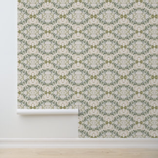 Elegant Neutral Floral Pattern Wallpaper