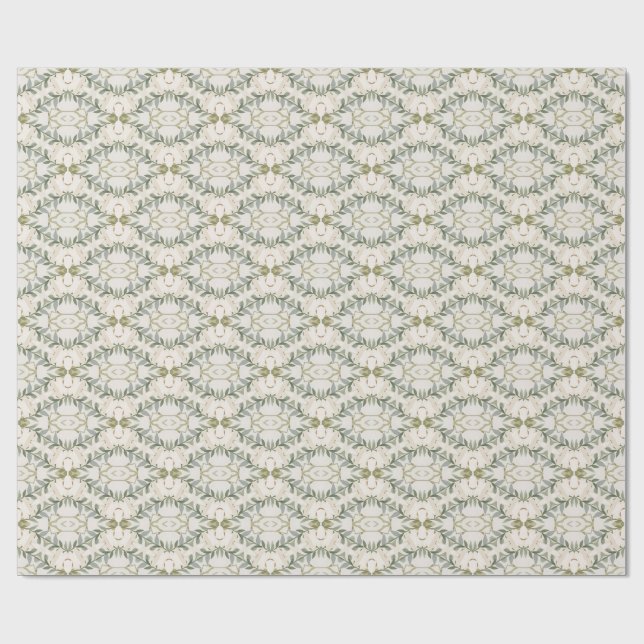 Elegant Neutral Floral Pattern Wrapping Paper (Flat)