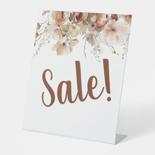Elegant Neutral Floral Sale Business Pedestal Sign