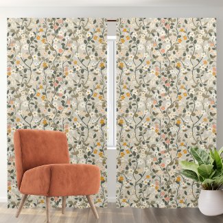 Elegant Neutral Floral Vine Curtain