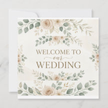 Elegant Neutral Floral Watercolor Wedding Welcom