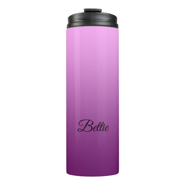 Elegant Neutral Gradient Pink with Custom Name Thermal Tumbler (Front)