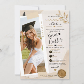 Elegant Neutral Graduation Invitation Template