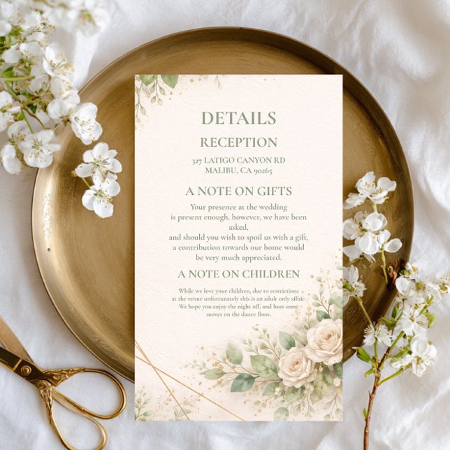 Elegant Neutral Greenery Floral Enclosure Card (Creator Uploaded)