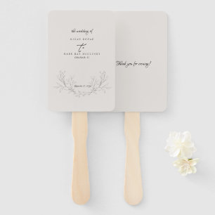 Elegant Neutral Hand-Drawn Foliage Wedding Hand Fan