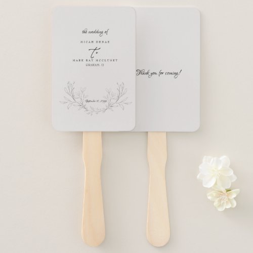 Elegant Neutral Hand_Drawn Foliage Wedding  Hand Fan