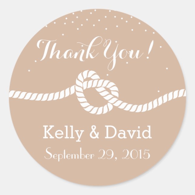 Elegant Neutral Knot Wedding Favor Stickers (Front)