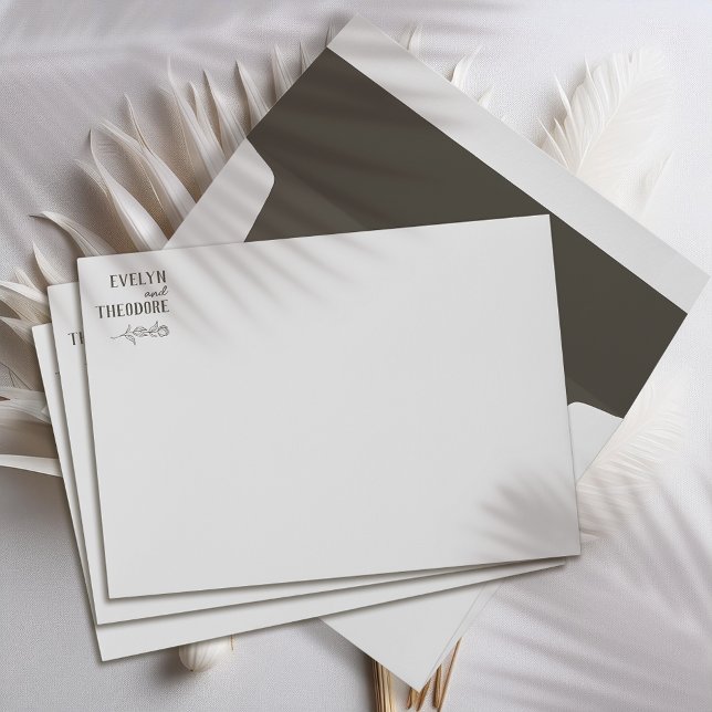 Elegant Neutral Line Art Flower Wedding Envelope (Creator Uploaded)