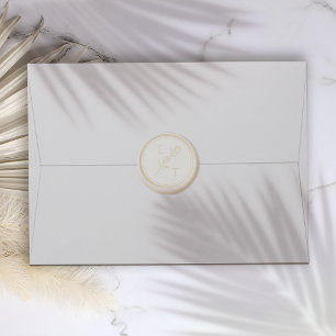 Elegant Neutral Line Art Flower Wedding Invitation Wax Seal Sticker