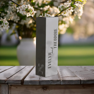 Elegant Neutral Line Art Flower Wedding Wine Box