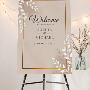 Elegant Neutral Magnolia Floral Wedding Welcome Foam Board