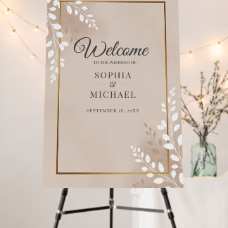 Elegant Neutral Magnolia Floral Wedding Welcome Foam Board