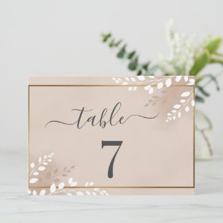 Elegant Neutral Magnolia Wedding Table Number
