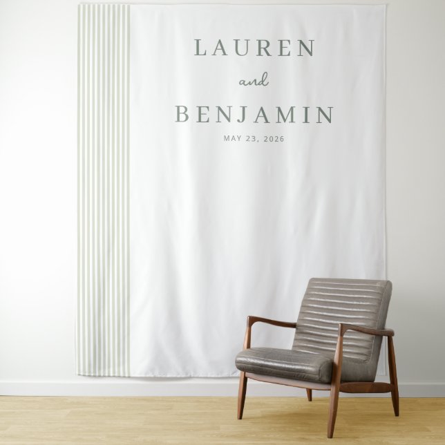 Elegant Neutral Minimalist Lines Tapestry (In Situ)