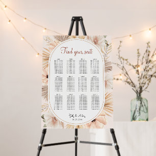 Elegant Neutral Oval Arch Floral Seating Chart Foam Board