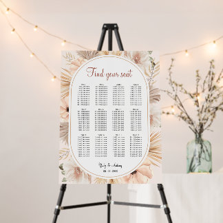 Elegant Neutral Oval Arch Floral Seating Chart Foam Board