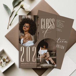 Elegant Neutral Photo Graduation Foil Invitation