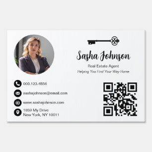 Elegant Neutral Photo QR Code Real Estate Sign
